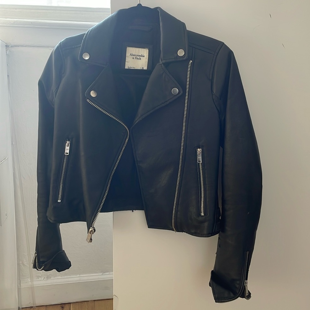 Abercrombie & Fitch black leather jacket
